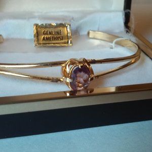 Gold Bracelet Amethyst Never Worn But See Pictures Black Spots On Gold In Box